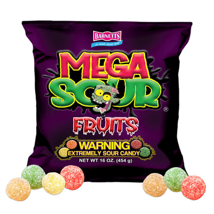 Barnett Sweets Mega Sour Candy Fruits 454g (1Lb - Box of 6)