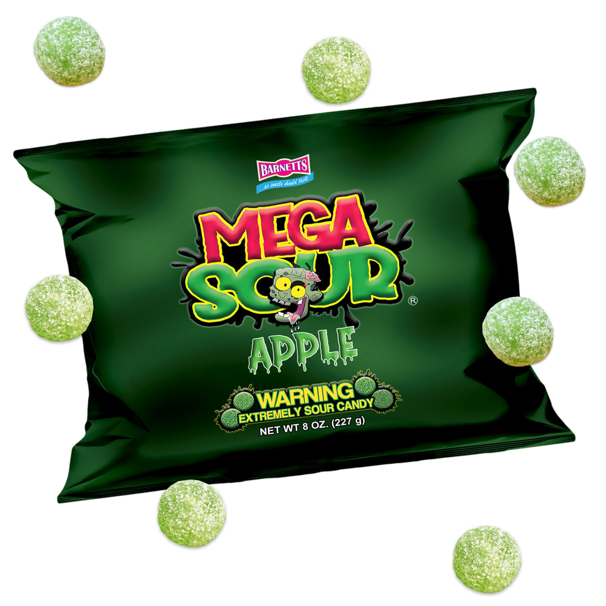 Barnett Sweets Mega Sour Candy Apple 227g (1/2LB - Box of 9)