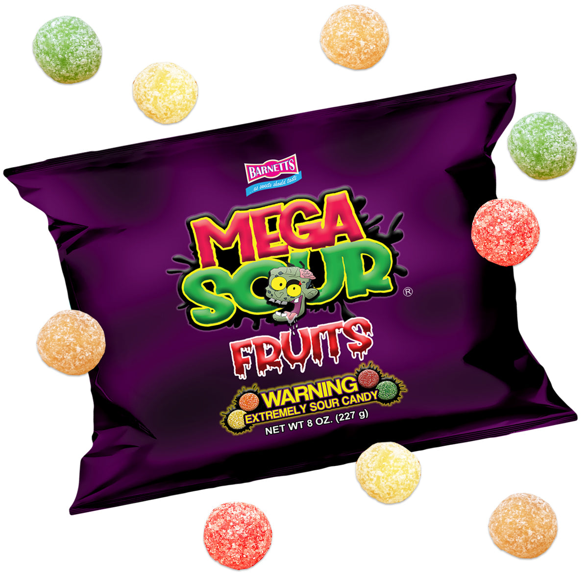 Barnett Sweets Mega Sour Candy Fruits 227g (1/2LB - Box of 9)