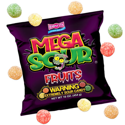 Barnett Sweets Mega Sour Candy Fruits 454g (1Lb - Box of 6)