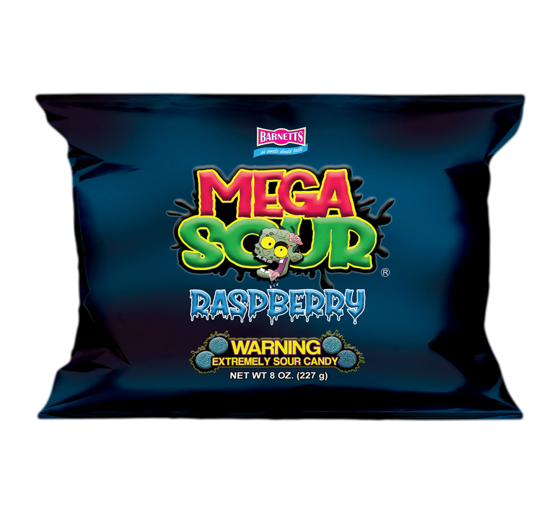 Barnett Sweets Mega Sour Candy Raspberry 227g (1/2LB - Box of 9)