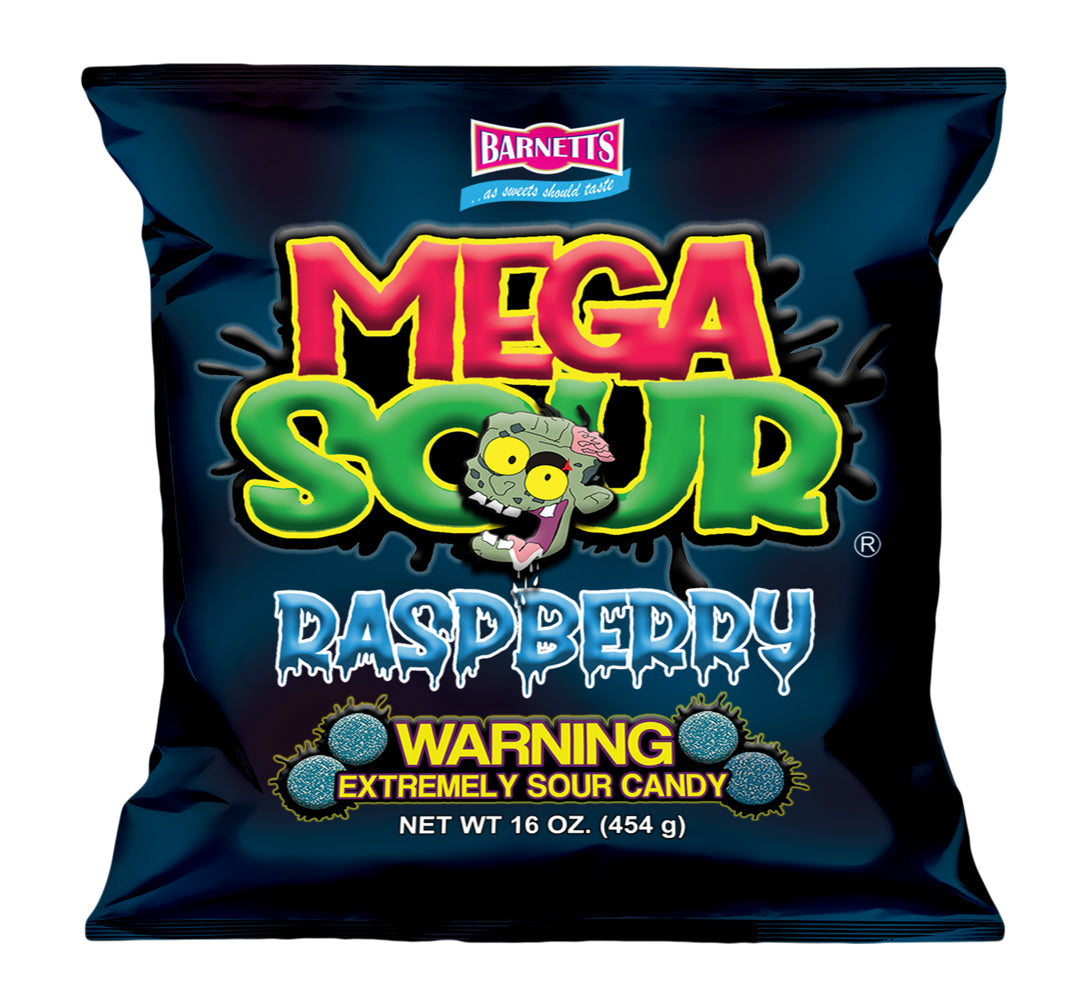 Barnett Sweets Mega Sour Candy Raspberry 454g (1Lb - Box of 6)