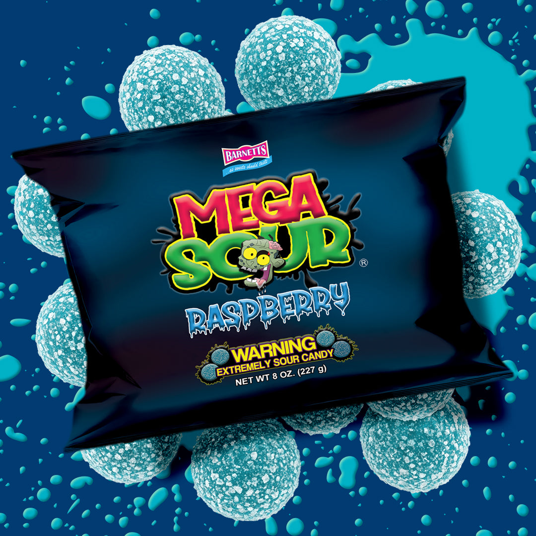 Barnett Sweets Mega Sour Candy Raspberry 227g (1/2LB - Box of 9)