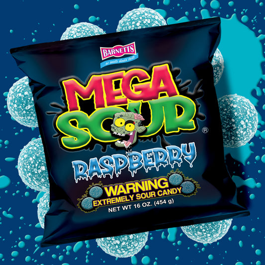 Barnett Sweets Mega Sour Candy Raspberry 454g (1Lb - Box of 6)