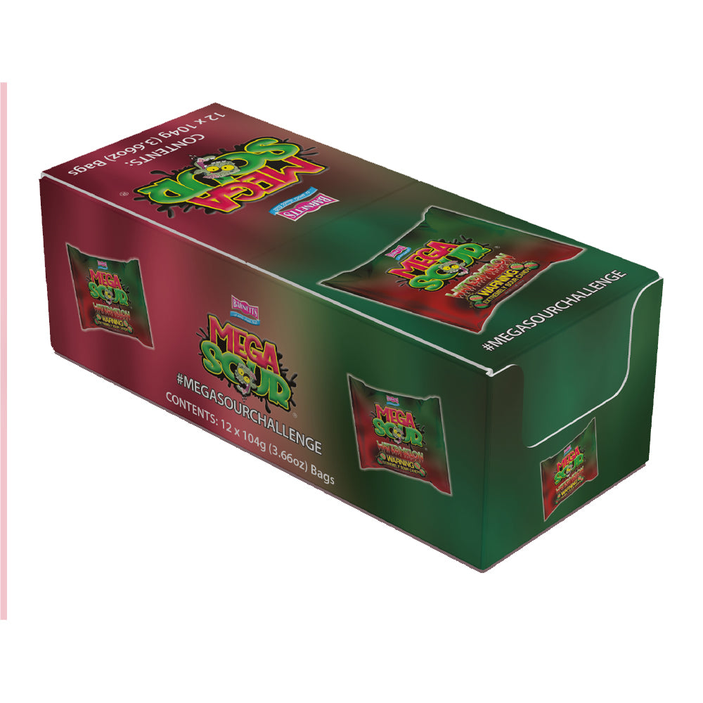 Barnett Sweets Mega Sour Candy Watermelon 104g (Box of 12)