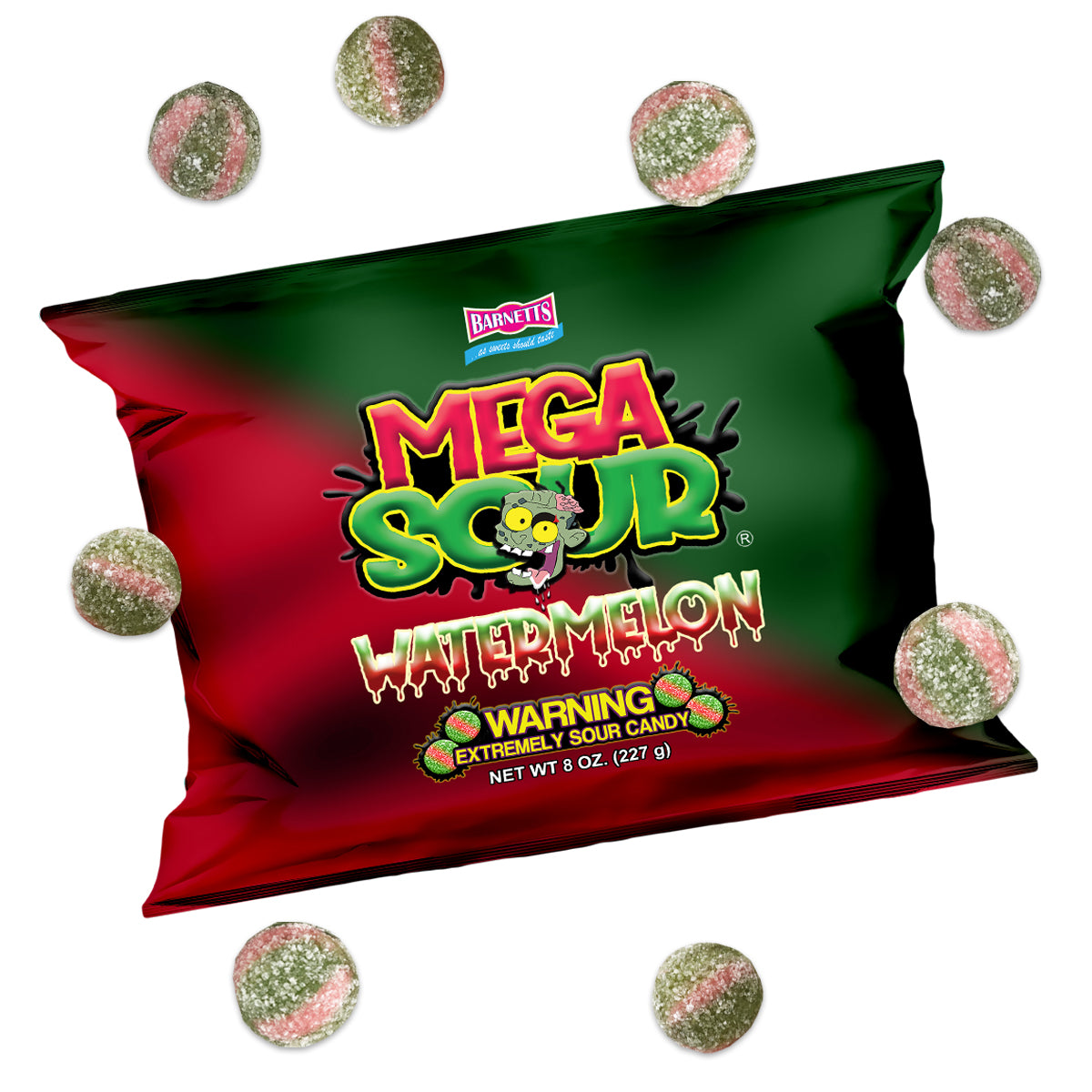 Barnett Sweets Mega Sour Candy Watermelon 227g (1/2LB - Box of 9)