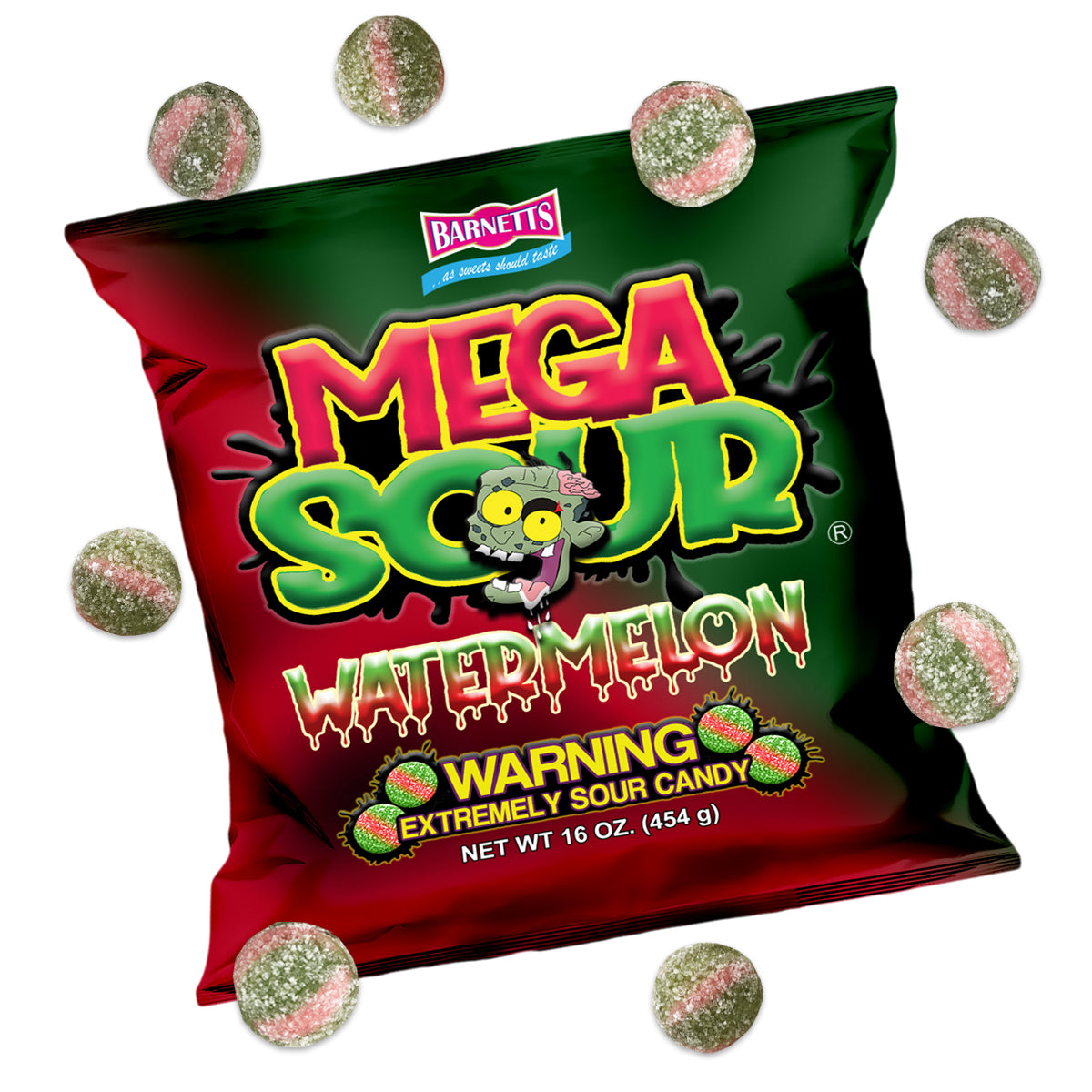 Barnett Sweets Mega Sour Candy Watermelon 454g (1Lb - Box of 6)