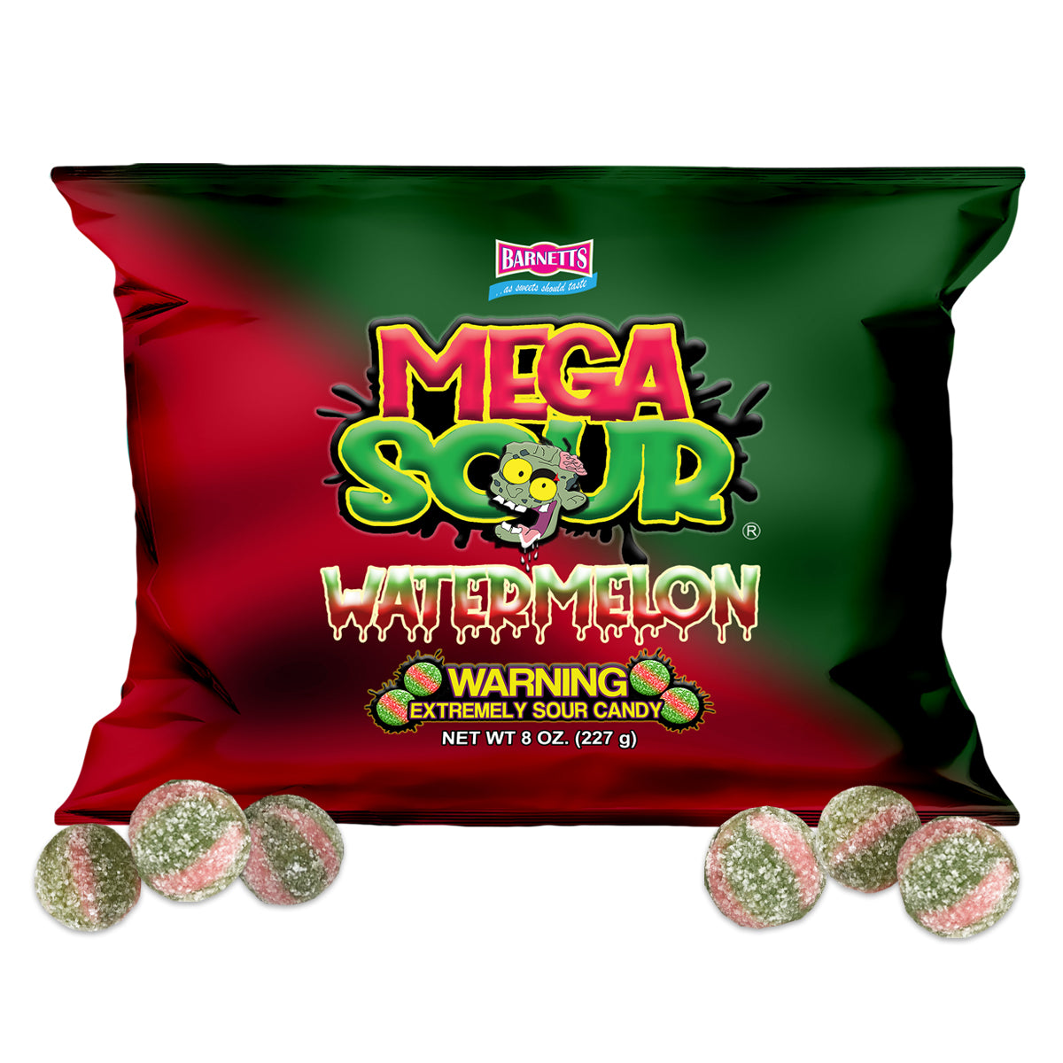 Barnett Sweets Mega Sour Candy Watermelon 227g (1/2LB - Box of 9)