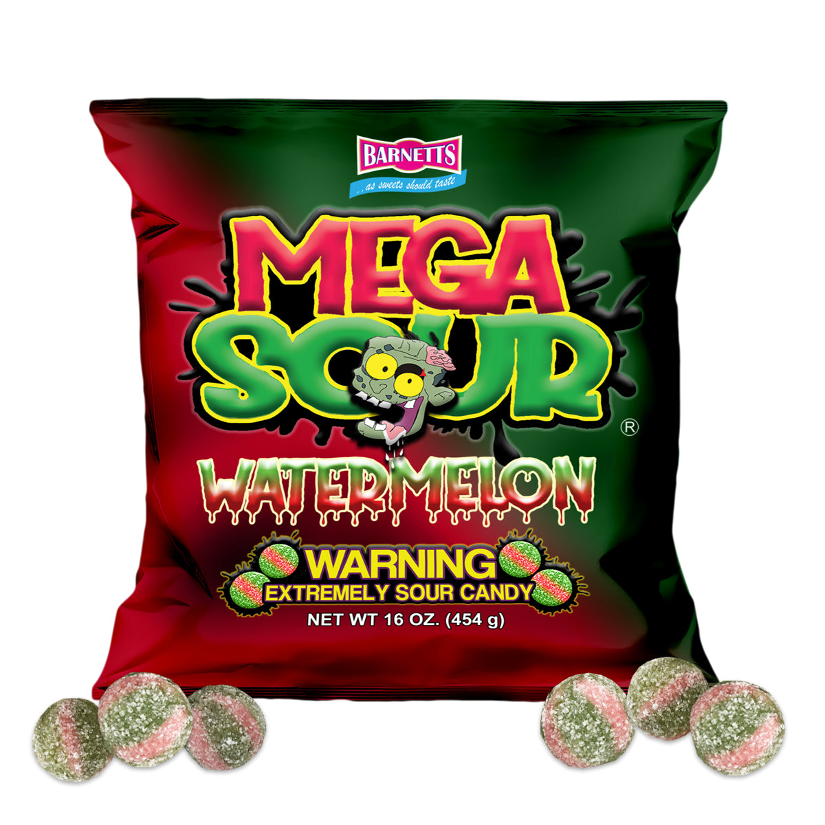 Barnett Sweets Mega Sour Candy Watermelon 454g (1Lb - Box of 6)